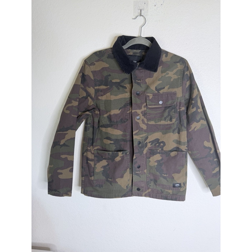 Vans Chore Coat Jacket Mens Small Camo Camouflage Corduroy Collar Canvas Drill